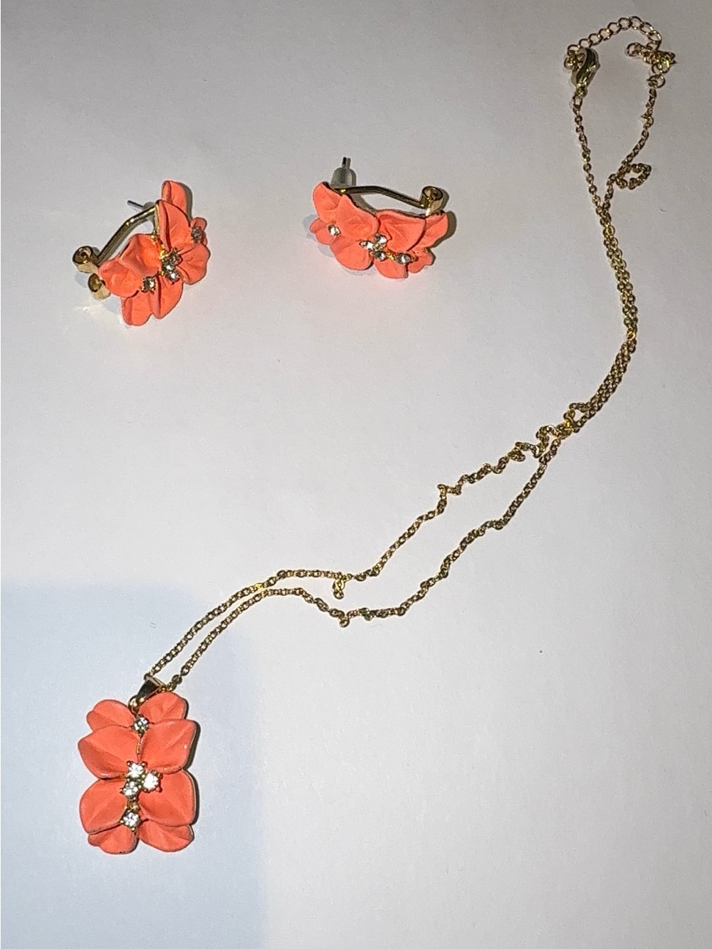 18K Gold Plated Orange Floral Pendant